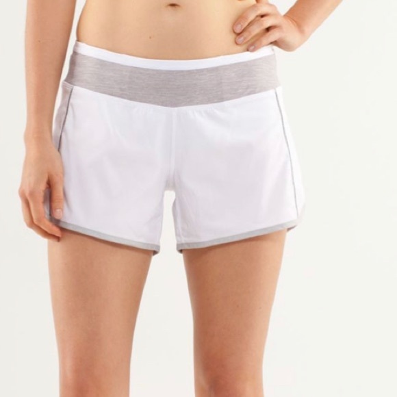 lululemon athletica Pants - Lululemon Turbo run shorts white/metallic silver